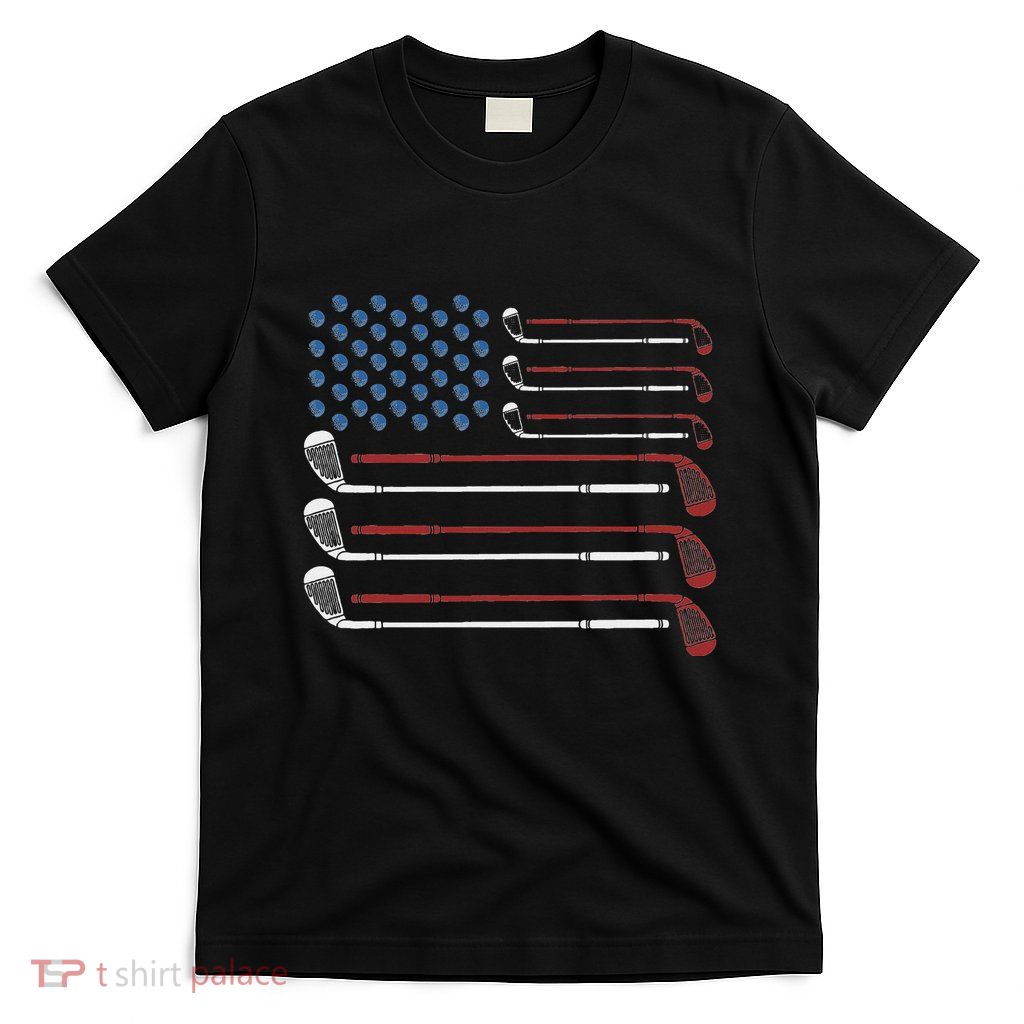 Golf Clubs Usa Flag Red White And Blue T-Shirt