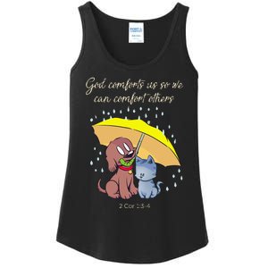 God Comforts Us Bible Verse Cute Dog Cat Ladies Essential Tank