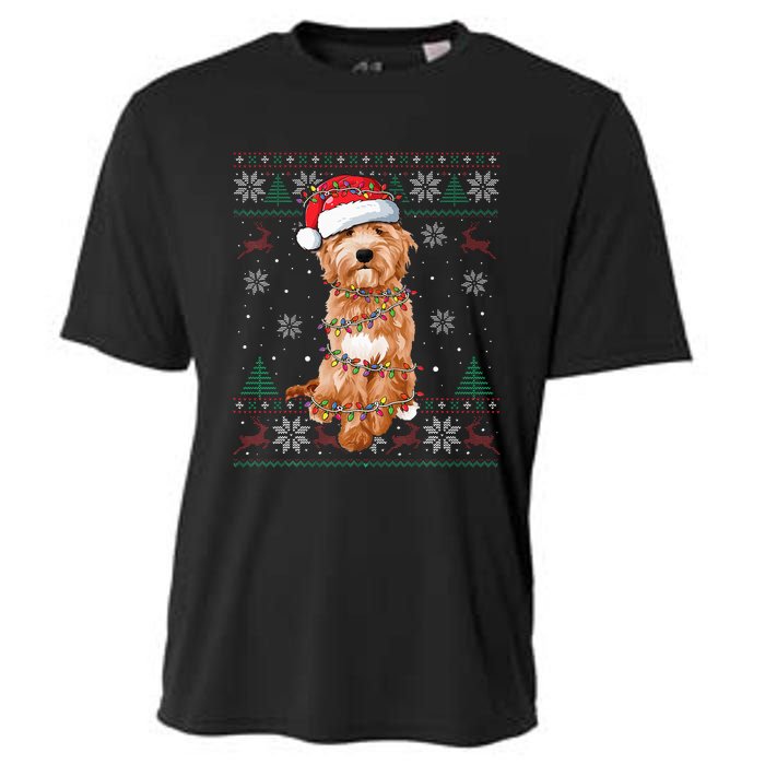 Goldendoodle Christmas Ugly Sweater Funny Dog Lover Xmas Cooling Performance Crew T-Shirt