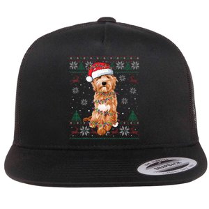 Goldendoodle Christmas Ugly Sweater Funny Dog Lover Xmas Flat Bill Trucker Hat