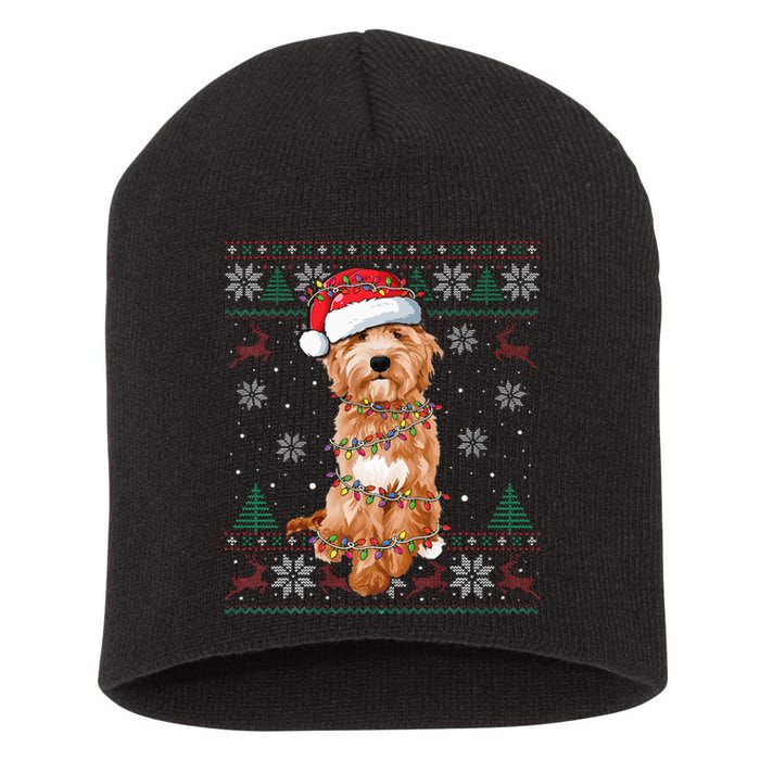 Goldendoodle Christmas Ugly Sweater Funny Dog Lover Xmas Short Acrylic Beanie