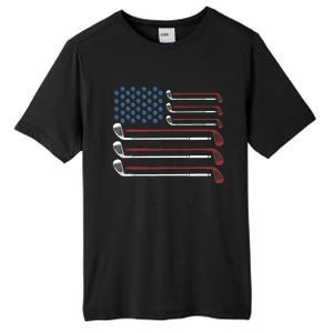 Golf Clubs USA Flag Red White And Blue Tall Fusion ChromaSoft Performance T-Shirt