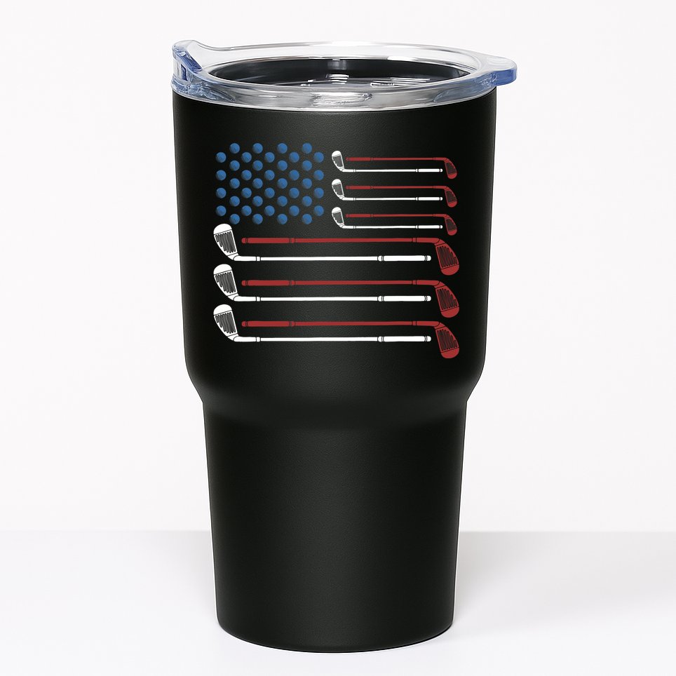 Golf Clubs USA Flag Red White And Blue Tumbler