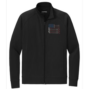 Golf Clubs USA Flag Red White And Blue Stretch Full-Zip Cadet Jacket