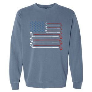 Golf Clubs USA Flag Red White And Blue Garment-Dyed Sweatshirt