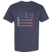 Golf Clubs USA Flag Red White And Blue Garment-Dyed Heavyweight T-Shirt