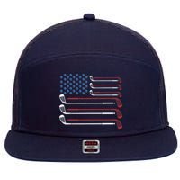 Golf Clubs USA Flag Red White And Blue 7 Panel Mesh Trucker Snapback Hat