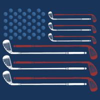 Golf Clubs USA Flag Red White And Blue 7 Panel Mesh Trucker Snapback Hat