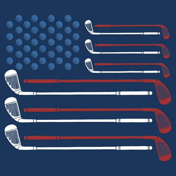 Golf Clubs USA Flag Red White And Blue 7 Panel Mesh Trucker Snapback Hat