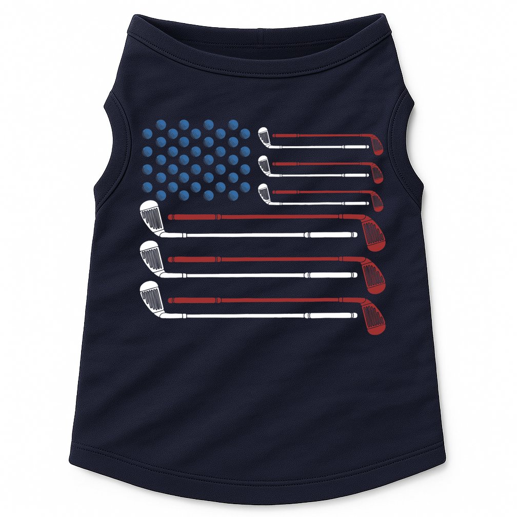 Golf Clubs USA Flag Red White And Blue Doggie Tank