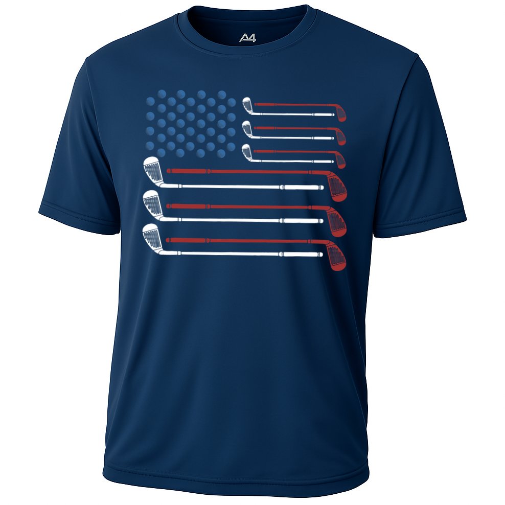 Golf Clubs USA Flag Red White And Blue Cooling Performance Crew T-Shirt