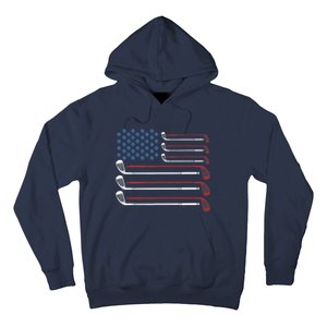 Golf Clubs USA Flag Red White And Blue Hoodie