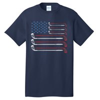 Golf Clubs USA Flag Red White And Blue Tall T-Shirt