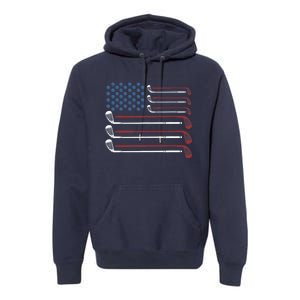 Golf Clubs USA Flag Red White And Blue Premium Hoodie