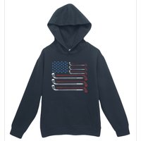 Golf Clubs USA Flag Red White And Blue Urban Pullover Hoodie