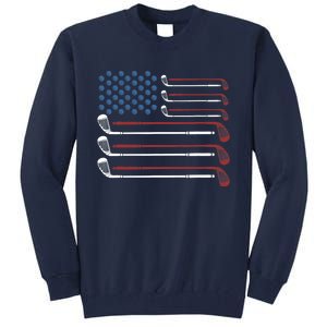 Golf Clubs USA Flag Red White And Blue Tall Sweatshirt