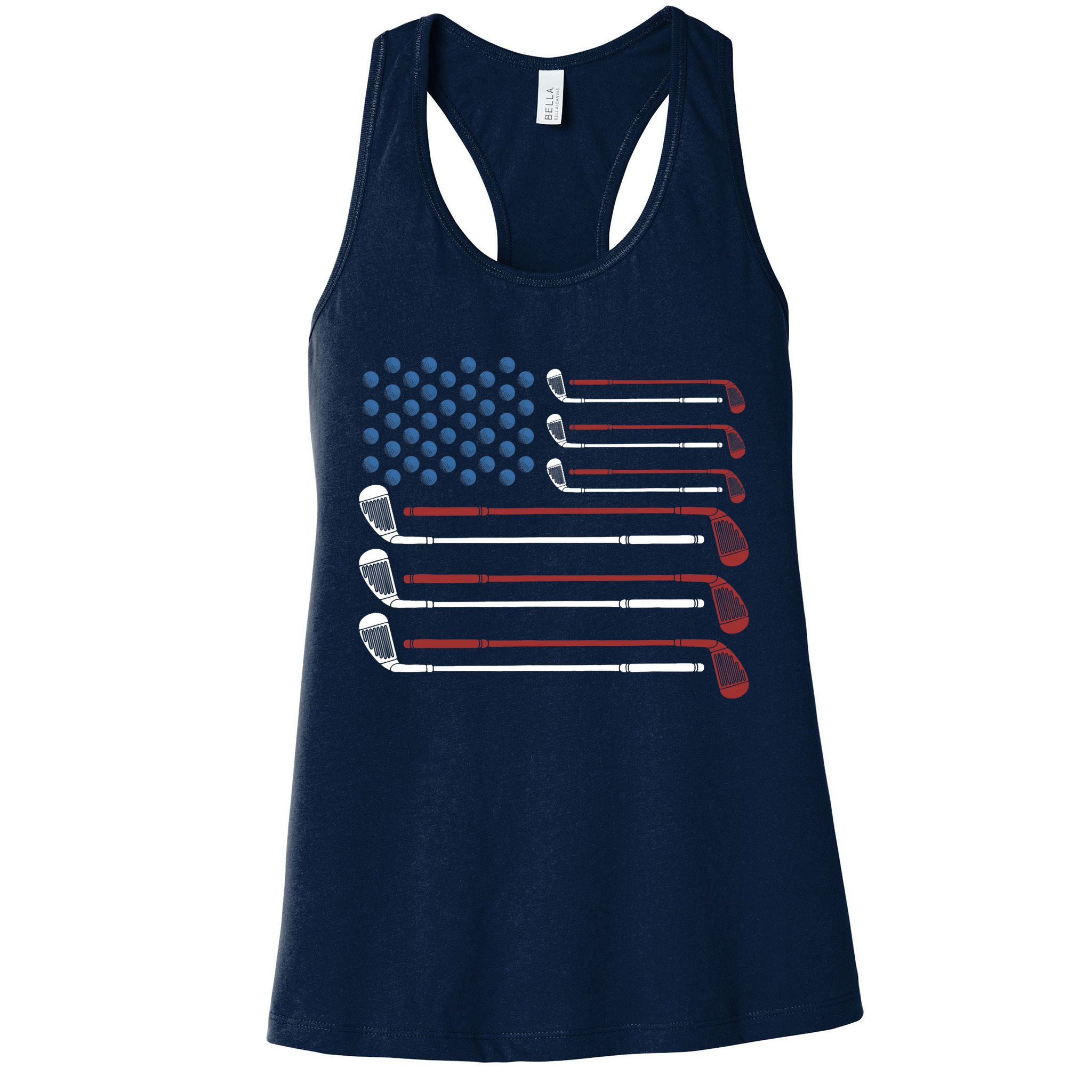 Golf Clubs USA Flag Red White And Blue Womens Tank Top