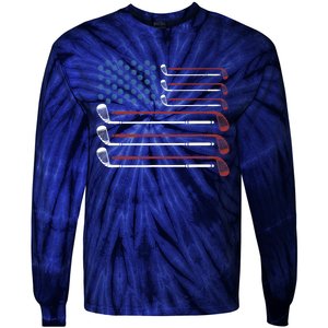 Golf Clubs USA Flag Red White And Blue Tie-Dye Long Sleeve Shirt