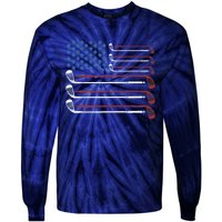 Golf Clubs USA Flag Red White And Blue Tie-Dye Long Sleeve Shirt