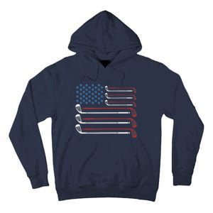 Golf Clubs USA Flag Red White And Blue Tall Hoodie