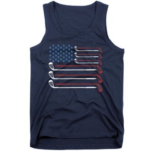 Golf Clubs USA Flag Red White And Blue Tank Top