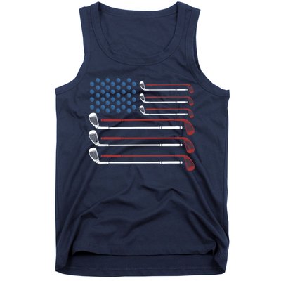 Golf Clubs USA Flag Red White And Blue Tank Top