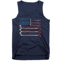 Golf Clubs USA Flag Red White And Blue Tank Top