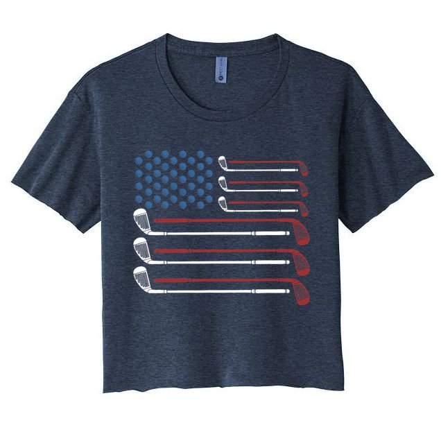 Golf Clubs USA Flag Red White And Blue Crop Top