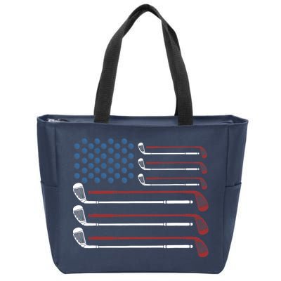 Golf Clubs USA Flag Red White And Blue Zip Tote Bag