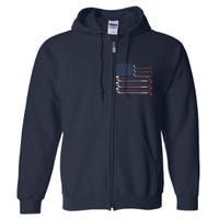 Golf Clubs USA Flag Red White And Blue Full Zip Hoodie