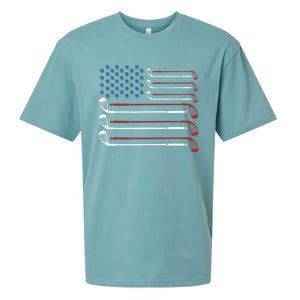 Golf Clubs USA Flag Red White And Blue Sueded Cloud Jersey T-Shirt