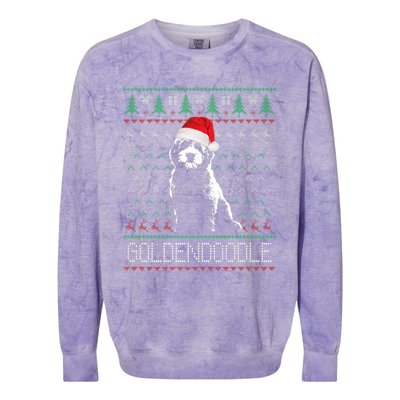 Goldendoodle Christmas Ugly Sweater Santa Dog Lover Funny Colorblast Crewneck Sweatshirt