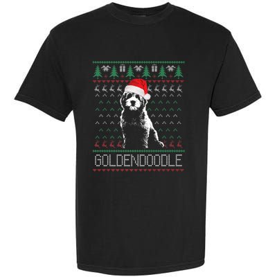 Goldendoodle Christmas Ugly Sweater Santa Dog Lover Funny Garment-Dyed Heavyweight T-Shirt