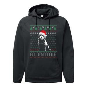 Goldendoodle Christmas Ugly Sweater Santa Dog Lover Funny Performance Fleece Hoodie