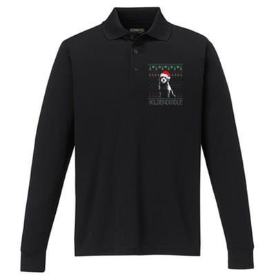 Goldendoodle Christmas Ugly Sweater Santa Dog Lover Funny Performance Long Sleeve Polo