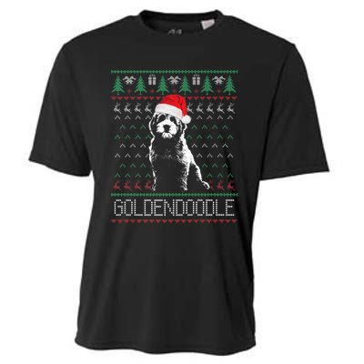 Goldendoodle Christmas Ugly Sweater Santa Dog Lover Funny Cooling Performance Crew T-Shirt