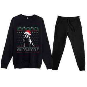 Goldendoodle Christmas Ugly Sweater Santa Dog Lover Funny Premium Crewneck Sweatsuit Set