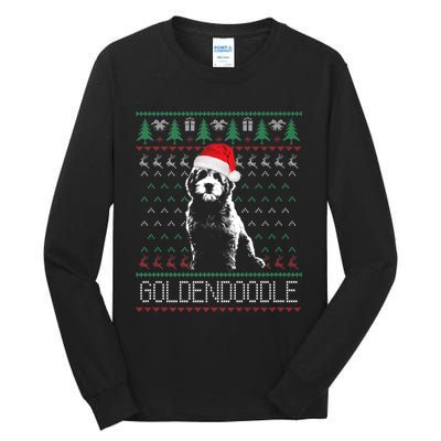 Goldendoodle Christmas Ugly Sweater Santa Dog Lover Funny Tall Long Sleeve T-Shirt