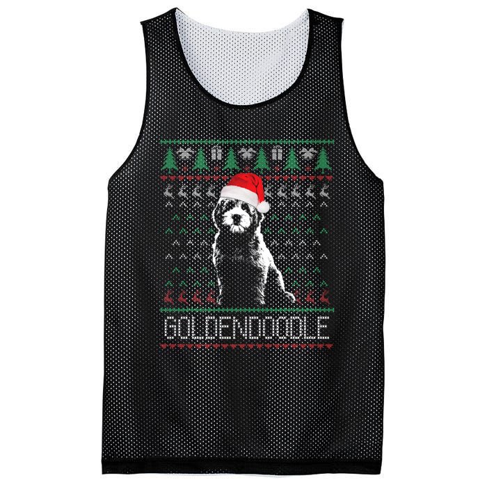 Goldendoodle Christmas Ugly Sweater Santa Dog Lover Funny Mesh Reversible Basketball Jersey Tank