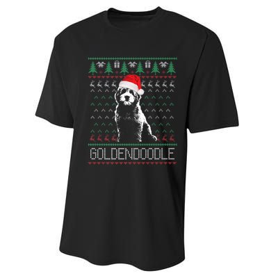 Goldendoodle Christmas Ugly Sweater Santa Dog Lover Funny Performance Sprint T-Shirt