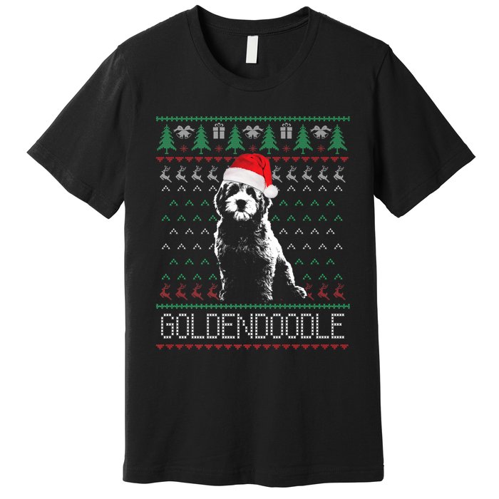 Goldendoodle Christmas Ugly Sweater Santa Dog Lover Funny Premium T-Shirt