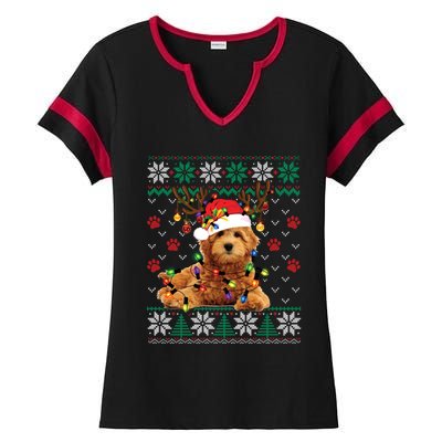 Goldendoodle Christmas Ugly Sweater Funny Dog Lover Xmas Great Gift Ladies Halftime Notch Neck Tee