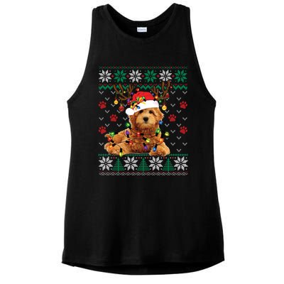 Goldendoodle Christmas Ugly Sweater Funny Dog Lover Xmas Great Gift Ladies PosiCharge Tri-Blend Wicking Tank