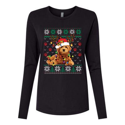 Goldendoodle Christmas Ugly Sweater Funny Dog Lover Xmas Great Gift Womens Cotton Relaxed Long Sleeve T-Shirt