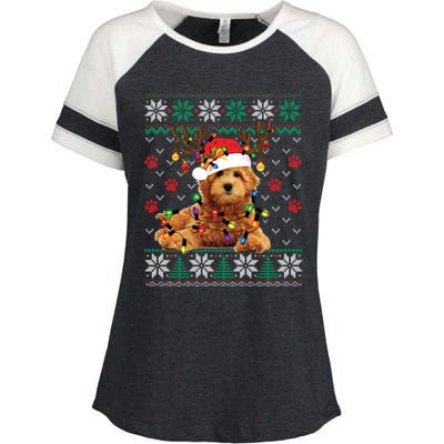 Goldendoodle Christmas Ugly Sweater Funny Dog Lover Xmas Great Gift Enza Ladies Jersey Colorblock Tee