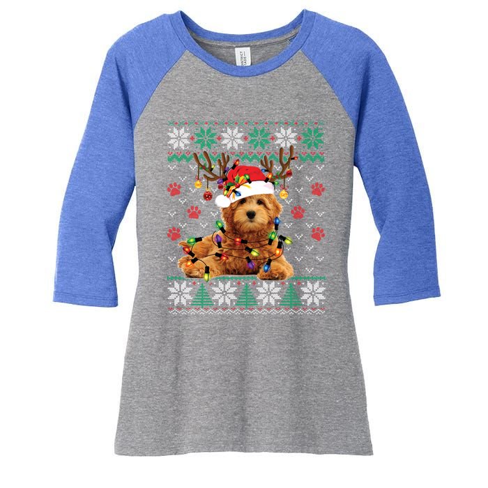 Goldendoodle Christmas Ugly Sweater Funny Dog Lover Xmas Great Gift Women's Tri-Blend 3/4-Sleeve Raglan Shirt