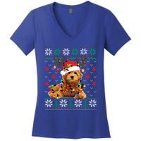 Goldendoodle Christmas Ugly Sweater Funny Dog Lover Xmas Great Gift Women's V-Neck T-Shirt