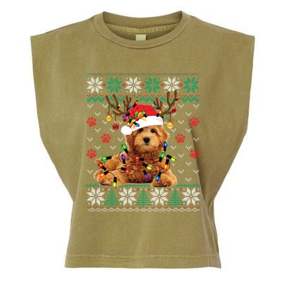 Goldendoodle Christmas Ugly Sweater Funny Dog Lover Xmas Great Gift Garment-Dyed Women's Muscle Tee