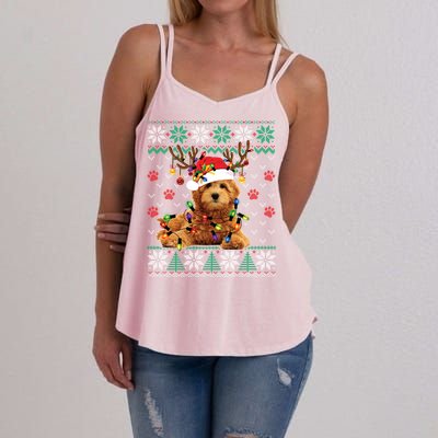 Goldendoodle Christmas Ugly Sweater Funny Dog Lover Xmas Great Gift Women's Strappy Tank