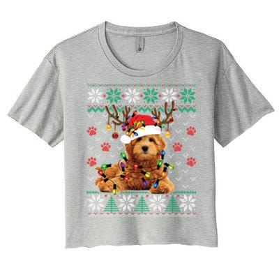 Goldendoodle Christmas Ugly Sweater Funny Dog Lover Xmas Great Gift Women's Crop Top Tee